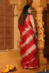 Gaurangi ~ Handloom Cotton Silk Saree with Sleek Designer Border in Red - verymuchindian.com