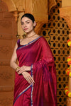 Gaurangi ~ Handloom Cotton Silk Saree with Sleek Golden Border in Exclusive Maroon - verymuchindian.com