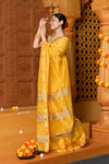Gaurangi ~ Handloom Cotton Silk with Sleek Designer Border in Sunrise Yellow - verymuchindian.com