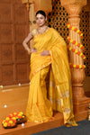 Gaurangi ~ Handloom Cotton Silk with Sleek Designer Border in Sunrise Yellow - verymuchindian.com