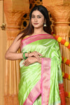 Gaurangi ~ Handloom Pure Silk Paithani Saree with Traditional Double Pallu in Pastel Green - verymuchindian.com