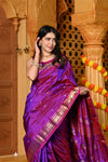 Gaurangi ~ Limited Edition Pure Silk Paithani with Asawali Pallu & Asawali Buttis in Exquisite Dual Tone Pink Purple - verymuchindian.com