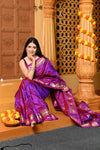 Gaurangi ~ Limited Edition Pure Silk Paithani with Asawali Pallu & Asawali Buttis in Exquisite Dual Tone Pink Purple - verymuchindian.com