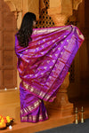 Gaurangi ~ Limited Edition Pure Silk Paithani with Asawali Pallu & Asawali Buttis in Exquisite Dual Tone Pink Purple - verymuchindian.com