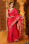 Gaurangi Premium ~ Handloom Pure Silk Paithani Saree with Exclusive Embroidered Border & Handcrafted Double Pallu in Pink - verymuchindian.com