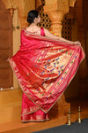 Gaurangi Premium ~ Handloom Pure Silk Paithani Saree with Exclusive Embroidered Border & Handcrafted Double Pallu in Pink - verymuchindian.com