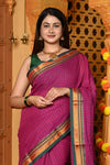 Gaurangi ~ Pure Cotton Saree in Regal Salient Mauve Pink with Exclusive Zari Border & Pallu - verymuchindian.com