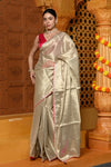Gaurangi ~ Tissue Saree with Hand-Embroidered Gota Patti in Classy Golden - verymuchindian.com
