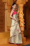 Gaurangi ~ Tissue Saree with Hand-Embroidered Gota Patti in Classy Golden - verymuchindian.com
