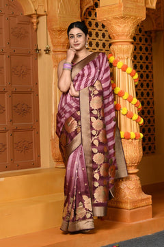 Gaurangi ~ Viscose Hand-dyed Rangkaath Saree in Maroon Pink - verymuchindian.com