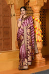 Gaurangi ~ Viscose Hand-dyed Rangkaath Saree in Maroon Pink - verymuchindian.com