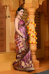 Gaurangi ~ Viscose Hand-dyed Rangkaath Saree in Maroon Pink - verymuchindian.com