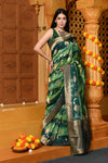 Gaurangi ~ Viscose Hand-dyed Rangkaath Saree in Monochrome Green Dark Green - verymuchindian.com