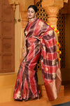 Gaurangi ~ Viscose Hand-dyed Rangkaath Saree in Monochrome Red Brown - verymuchindian.com