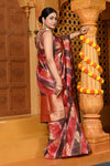 Gaurangi ~ Viscose Hand-dyed Rangkaath Saree in Monochrome Red Brown - verymuchindian.com