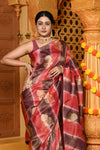 Gaurangi ~ Viscose Hand-dyed Rangkaath Saree in Monochrome Red Brown - verymuchindian.com