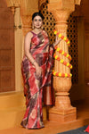 Gaurangi ~ Viscose Hand-dyed Rangkaath Saree in Monochrome Red Brown - verymuchindian.com