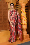 Gaurangi ~ Viscose Hand-dyed Rangkaath Saree in Monochrome Red Brown - verymuchindian.com