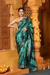 Gaurangi ~ Viscose Hand-dyed Rangkaath Saree with Cut Work Border in Marine Blue - verymuchindian.com