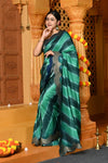 Gaurangi ~ Viscose Hand-dyed Rangkaath Saree with Cut Work Border in Marine Blue - verymuchindian.com