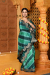 Gaurangi ~ Viscose Hand-dyed Rangkaath Saree with Cut Work Border in Marine Blue - verymuchindian.com