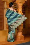 Gaurangi ~ Viscose Hand-dyed Rangkaath Saree with Cut Work Border in Sky Blue - verymuchindian.com