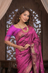 Gauri Chandrakor ~ Handloom Pure Silk Paithani with Fancy Lotus Pallu in Mauve Pink - verymuchindian.com