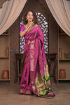 Gauri Chandrakor ~ Handloom Pure Silk Paithani with Fancy Lotus Pallu in Mauve Pink - verymuchindian.com
