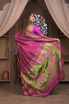 Gauri Chandrakor ~ Handloom Pure Silk Paithani with Fancy Lotus Pallu in Mauve Pink - verymuchindian.com
