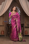 Gauri Chandrakor ~ Handloom Pure Silk Paithani with Fancy Lotus Pallu in Mauve Pink - verymuchindian.com