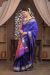 Gauri Chandrakor ~ Handloom Pure Silk Paithani with Fancy Peacock Pallu in Royal Blue - verymuchindian.com