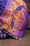 Gauri Chandrakor ~ Handloom Pure Silk Paithani with Fancy Peacock Pallu in Royal Blue - verymuchindian.com