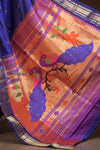 Gauri Chandrakor ~ Handloom Pure Silk Paithani with Fancy Peacock Pallu in Royal Blue - verymuchindian.com