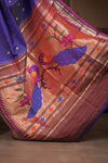 Gauri Chandrakor ~ Handloom Pure Silk Paithani with Fancy Peacock Pallu in Royal Blue and Purple - verymuchindian.com