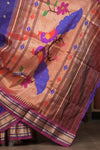 Gauri Chandrakor ~ Handloom Pure Silk Paithani with Fancy Peacock Pallu in Royal Blue and Purple - verymuchindian.com