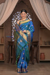 Gauri ~ Handloom Pure Silk Maharani Paithani with Maharani Pallu in Azure Blue - verymuchindian.com