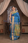Gauri ~ Handloom Pure Silk Maharani Paithani with Maharani Pallu in Azure Blue - verymuchindian.com