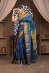 Gauri ~ Handloom Pure Silk Maharani Paithani with Maharani Pallu in Azure Blue and Green - verymuchindian.com