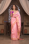 Gauri ~ Handloom Pure Silk Maharani Paithani with Maharani Pallu in Blush Peach - verymuchindian.com