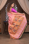 Gauri ~ Handloom Pure Silk Maharani Paithani with Maharani Pallu in Blush Peach - verymuchindian.com