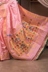 Gauri ~ Handloom Pure Silk Maharani Paithani with Maharani Pallu in Blush Peach - verymuchindian.com