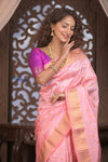 Gauri ~ Handloom Pure Silk Maharani Paithani with Maharani Pallu in Blush Peach - verymuchindian.com