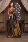 Gauri ~ Handloom Pure Silk Maharani Paithani with Maharani Pallu in Dark Brown - verymuchindian.com