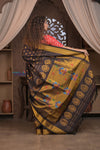 Gauri ~ Handloom Pure Silk Maharani Paithani with Maharani Pallu in Dark Brown - verymuchindian.com