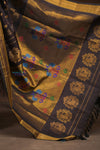 Gauri ~ Handloom Pure Silk Maharani Paithani with Maharani Pallu in Dark Brown - verymuchindian.com