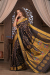 Gauri ~ Handloom Pure Silk Maharani Paithani with Maharani Pallu in Dark Brown - verymuchindian.com
