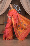 Gauri ~ Handloom Pure Silk Maharani Paithani with Maharani Pallu in Dual Tone Pink Red - verymuchindian.com