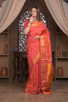 Gauri ~ Handloom Pure Silk Maharani Paithani with Maharani Pallu in Dual Tone Pink Red - verymuchindian.com