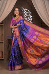 Gauri ~ Handloom Pure Silk Maharani Paithani with Maharani Pallu in Royal Blue and Pink - verymuchindian.com