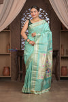 Gauri ~ Handloom Pure Silk Maharani Paithani with Maharani Pallu in Sea Green - verymuchindian.com